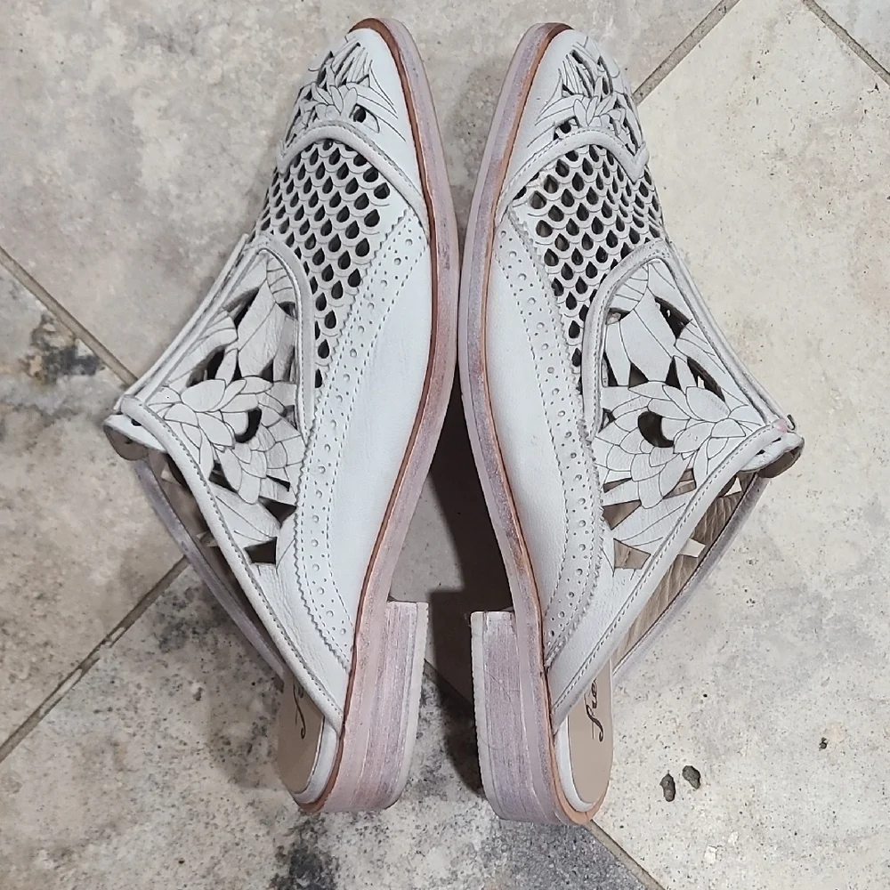 Free People Women's Cream Cutout Mules 9-9.5 Size